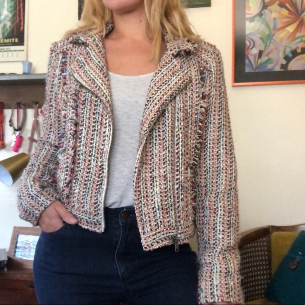 American Rag Tweed Multicolored Moto Jacket - Picture 2 of 7